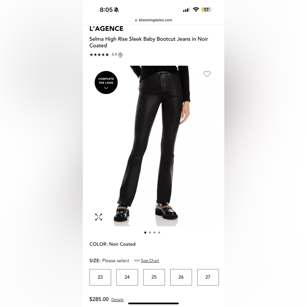 L'AGENCE Noir Coated Boot Cut Jeans